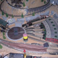 Aerial shot of the round house and turn table.