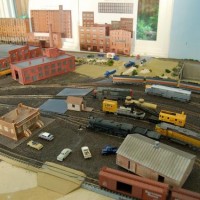 wider view, back towards roundhouse.  Need to finish those backdrop buildings on the windows.