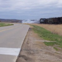 Rail grinder fights fire