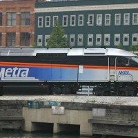 Metra train along the Chicago River