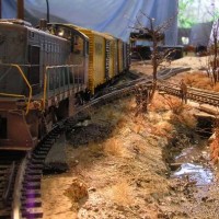 Boston and Maine S3 and boxcars - HO scale