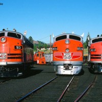 Three WP F units at Portola Railroad Museum