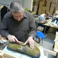 Jürg working on a diorama with Torsja.  Yes, Jürg with a tool instead of a