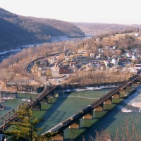 A CSX frieght rolls into Harpers Ferry
