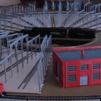 Roundhouse and Turntable With 24 Stall Tracks Completed