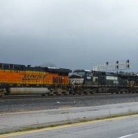 BNSF 7496 leads with a little NS help