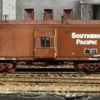Weathered N-Scale SP Bay Window Caboose (Athern Body & MT Trucks)