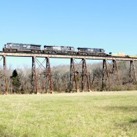NS Stack train on Pope Lick Trestle, KY, 11-18-2011