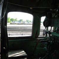 From the cab of the steam locomotive.