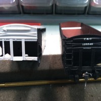 One car in progress, the other finished.   Added styrene cover to inside
