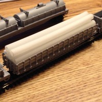 50 foot Flat Car with load of pipes. all 3D printed in z scale