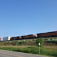 Eastbound stacks leaving Minot