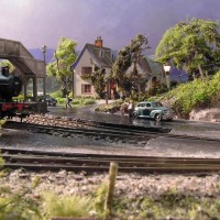 My OO scale Swanhurst layout after rain.