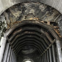 9 Mile Tunnel #17 interior; note bare rock, concrete and timber lining