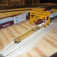 Intermodal yard coming along. Mi-Jack in try out position.