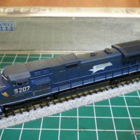 Custom Painted Missouri Pacific Fantasy Kato Dash 9 with normal details applied.
