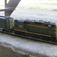 GP7 CN 4816 - bought this $25 used at a sale/show in Ottawa. Replaced the motor and finished the detailing - added the bell, and renumbered from 1776 to 4816. The logos on the ends were Central Vermont (as was the decal under the road name on the sides...).

There was no light - I added a LED in the long hood.