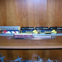 Bicentennial SD45-2, ATSF SD45-2, BNSF Sublettered SD45-2 and new BLW BNSF rolling stock