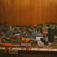October 1975 - The second layout, a little more elaborate, but on less real estate - 4x6 feet instead of the former 4x8. We had moved, so there was less room. Most of the buildings and other structures are scratchbuilt by my Dad.