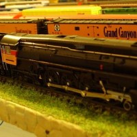 Southern Pacific MT4 Daylight : Kato GS4 de-skirted and rearranged to 4-8-2 and Bachmann tender.