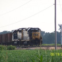 A CSX ballast train sits on the main at Tontogany.