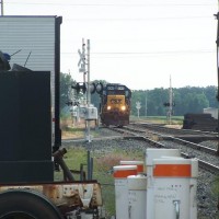 After the steel coil train clears a local comes up the siding, while waiting for the signal the crew gets some Mt. Dews at the Corner Carryout. No GP30's this week.