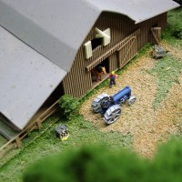 Fordson Tractor painted and at the farm on southernnscale Z scale layout