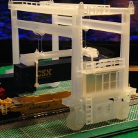 Z scale Mi-Jack Container crane loading a 53' container