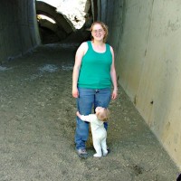 My lovely wife and son, at the remaining west portal of Tunnel 4