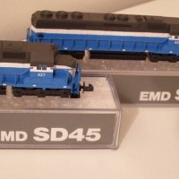 Kato SD45's in Great Northern Big Sky Blue colors