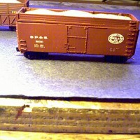 SP&S boxcar converted to woodchip service.