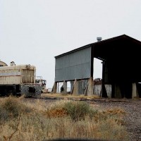 Pecos Valley Southern enginehouse and switcher