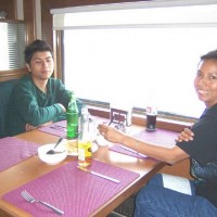 In the dining car