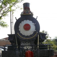0-6-0 Steamer outside Quaker Station - Akron Ohio