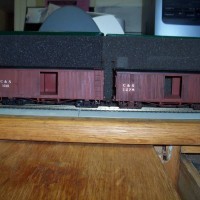 Shots of lowered, weathered, and backdated Bachmann C & S Boxcars