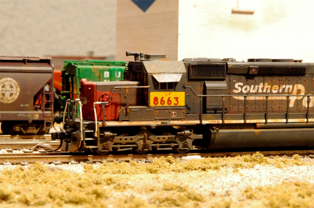close cabshot of UP patched SP SD40T-2 # 8663