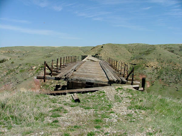 Collasping remains of Red Coulee trestle's approach