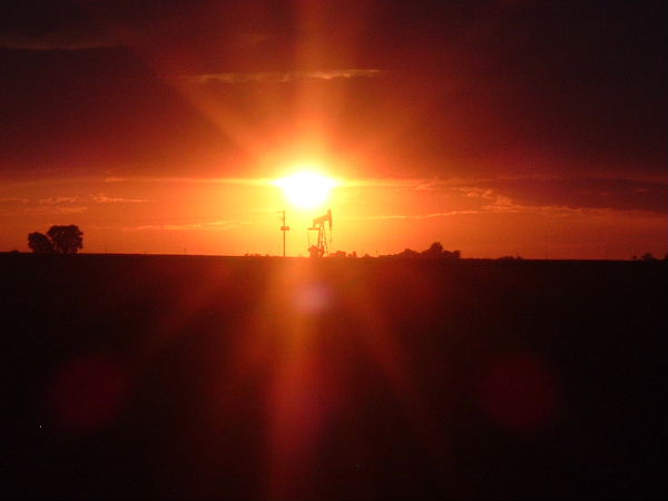Sunset with an Oil Well.